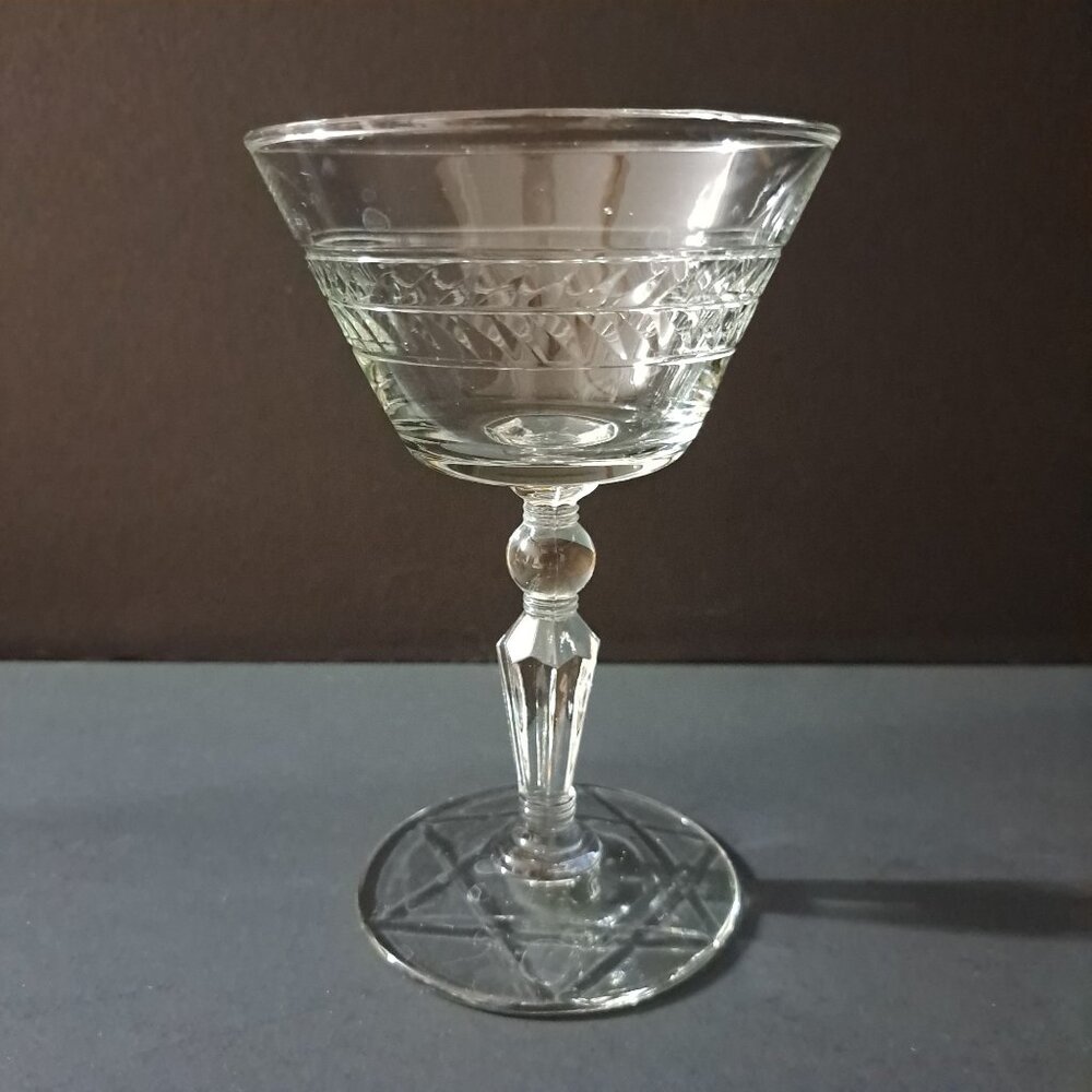Rock Sharpe Jefferson Crystal Champagne Tall Sherbet Glass 5.5" Etched Vintage
